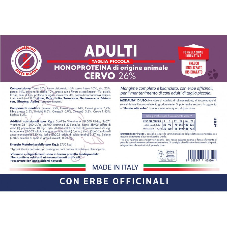 Vet Line Secco Cani Adulto Taglia Piccola Cervo 3 Kg Vet Line Secco Cani Adulto Taglia Piccola Cervo 3 Kg